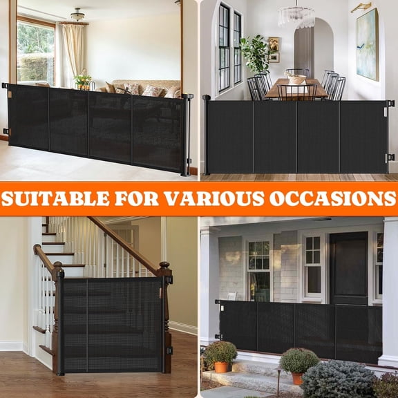 Gates Extra Wide, 41" Tall Extends up to 71" Wide, Dog Gate Indoor for Stairs, Pet Gate with Support Rods for Doorways Hallways Indoor & Outdoor-Black