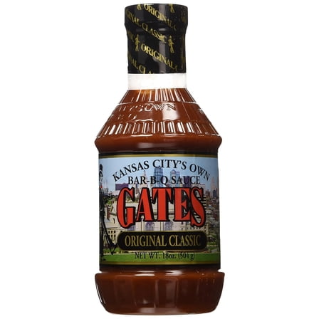 Gates Original Classic Bar-B-Q Sauce, 18 oz. size. is a savory, ketchup based barbeque (barbecue) with hint of heat,  Gates Original Classic Bar-B-Q sauce contains no allergens, or GMOs.