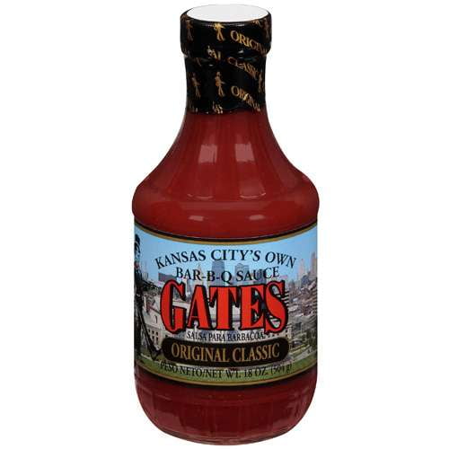 Gates Original Classic BarBQ Sauce, 18 oz. size. is a savory, ketchup based barbeque (barbecue