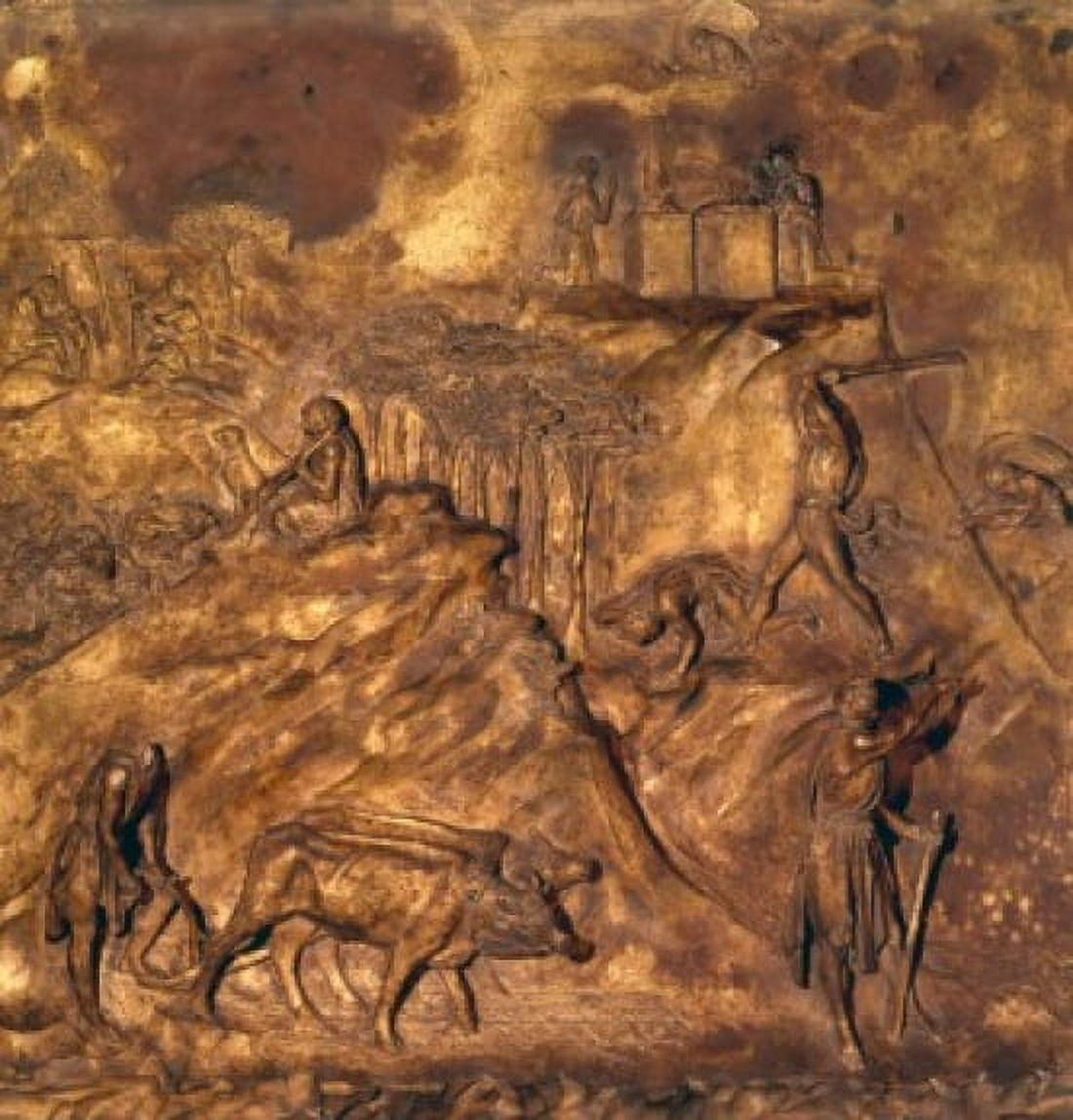 Gates of Paradise - Eastern Doors Cain and Abel by Lorenzo Ghiberti bronze 1425-52 ca1381-1455 Italy Florence Baptistry Canvas Art - Lorenzo Ghiberti (18 x 24)