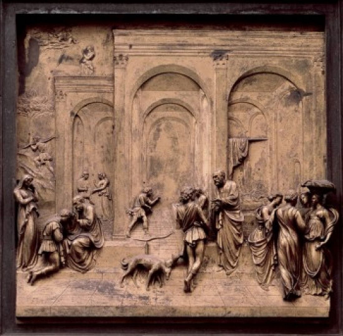 Gates of Paradise - Eastern Doors (Esau & Jacob) Lorenzo Ghiberti (1381-1455 Italian) Baptistry Florence Italy Canvas Art - Lorenzo Ghiberti (24 x 36)