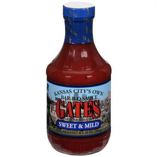 Gates Sweet & Mild BarBQ Sauce, 18 oz. size is a savory, sweet & mild ketchup based barbeque