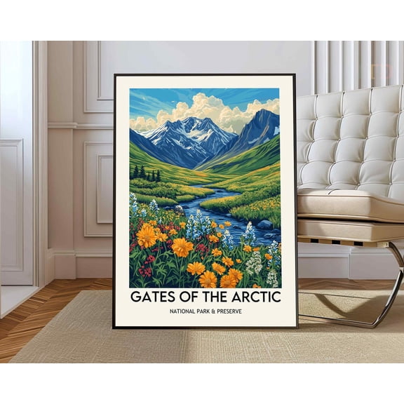 Gates of the Arctic National Park Alaska Nature Wall Art Print, Stretched Canvas 8x10in