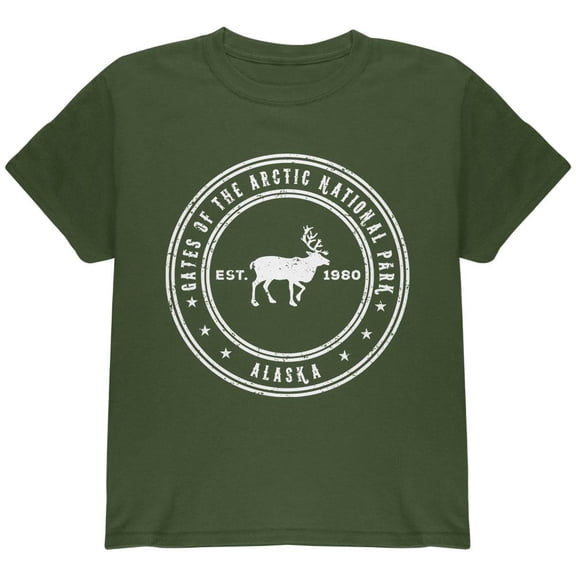Gates of the Arctic National Park Youth T Shirt Military Green YSM