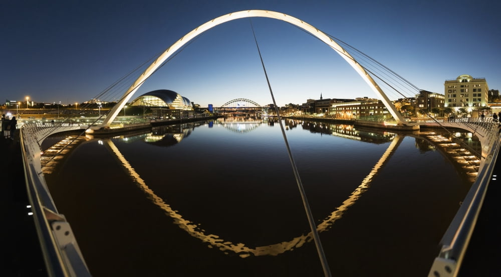 Gateshead Millenium Bridge Gateshead Tyne and Wear England Canvas Art - John Short Design Pics (40 x 22)