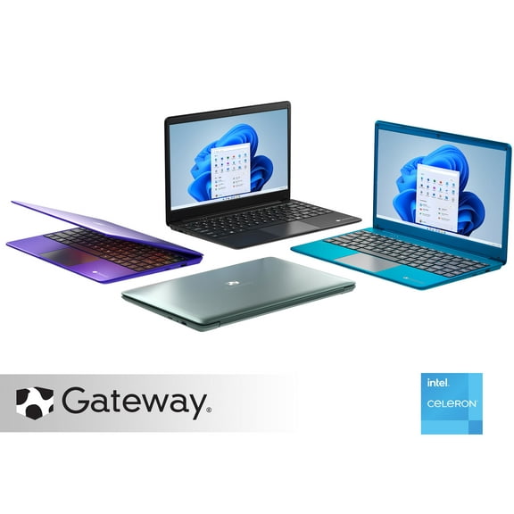 Gateway 14.1" Ultra Slim Notebook, FHD, Intel Celeron, Dual Core, 4GB/64GB, Tuned by THX Audio, Mini HDMI, Cortana, 1MP Webcam, Windows 10 S, Microsoft 365 Personal 1-Year Included, Black