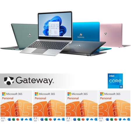 Gateway 14.1 Ultra Slim Notebook, FHD, Intel Quad Core i5-1135G7, Iris Xe Graphics, 512GB SSD, 16GB RAM, Black with Microsoft 365 Personal 15 month subscription included