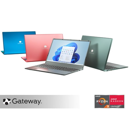 Gateway 15.6" Ultra Slim Notebook, FHD, AMD Ryzen 3 3250U with Radeon Graphics, Dual Core, 4GB Memory, 128GB Storage, Tuned by THX Audio, 1.0MP Webcam, HDMI, Windows 11 S, Charcoal Black