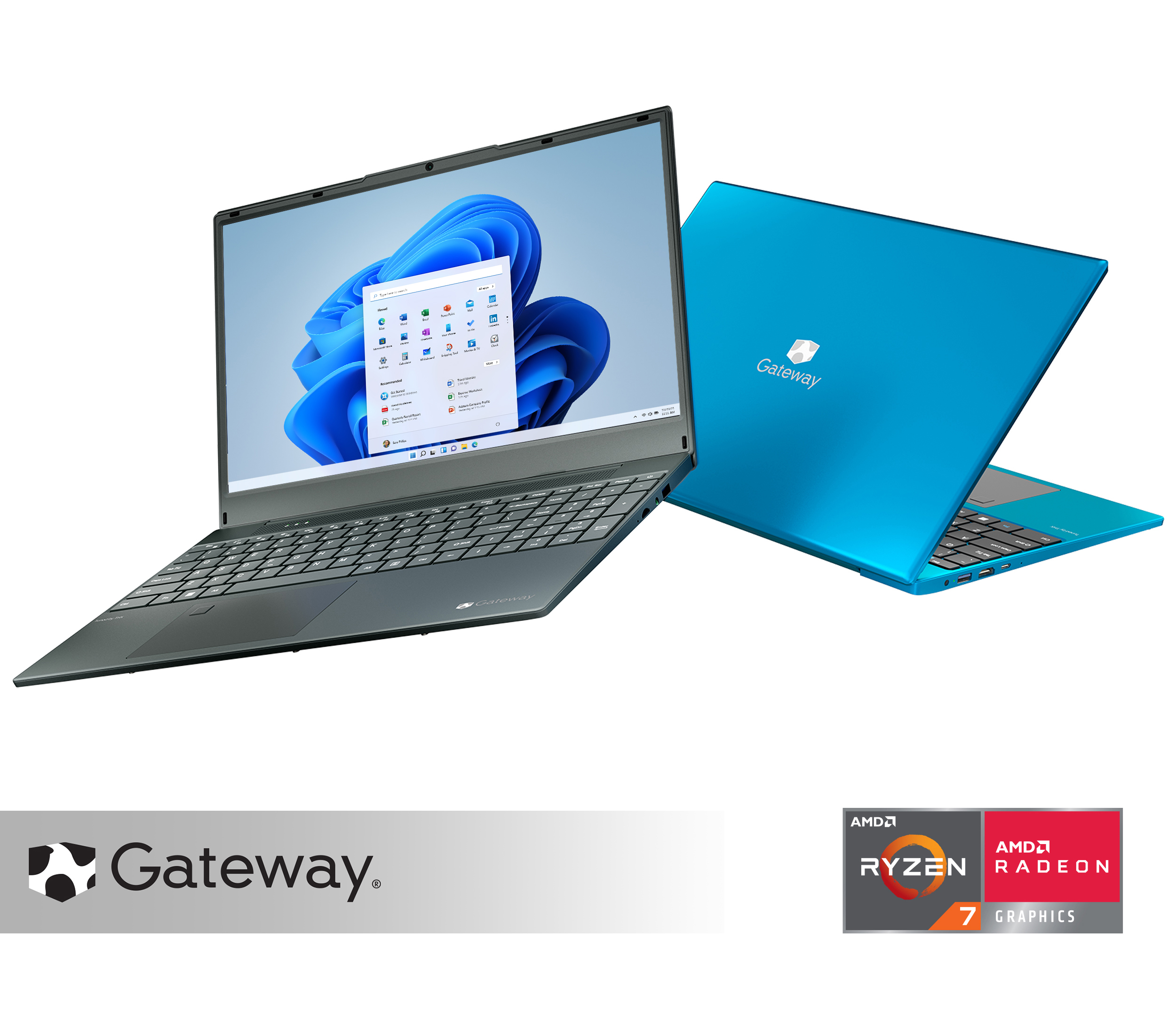 Gateway 15.6" Ultra Slim Notebook, FHD, AMD Ryzen 7 with Radeon RX Vega 10 Graphics, 512GB SSD, 8GB Memory, Tuned by THX Audio, Fingerprint Scanner, 2MP Camera, HDMI, Windows 11 Home, Blue - image 1 of 13
