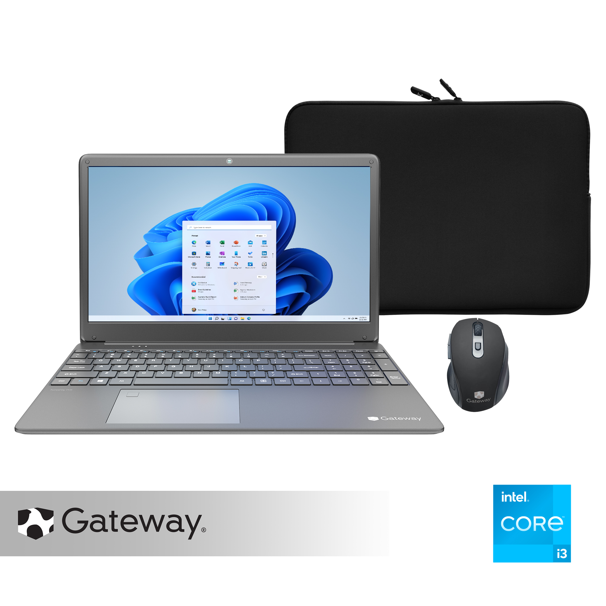 Gateway 15.6" Ultra Slim Notebook with Carrying Case & Wireless Mouse, FHD, Intel® Core™ i3-1115G4, Dual Core, 4GB Memory, 128GB SSD, Windows 11 S - image 1 of 10