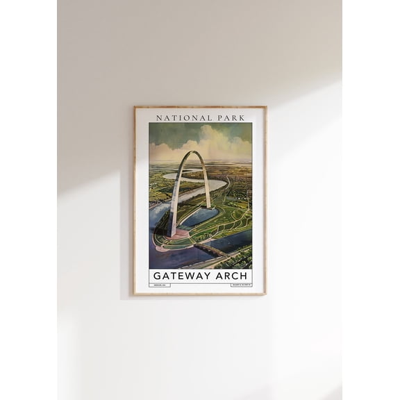 Gateway Arch National Park Travel Poster Poster, Unframed Canvas Size 8x12