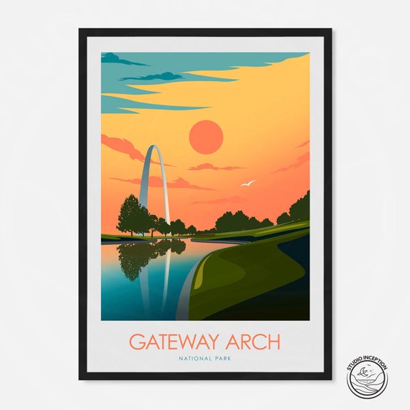 Gateway Arch National Park Travel Poster Print Minimal Style By Studio Inception