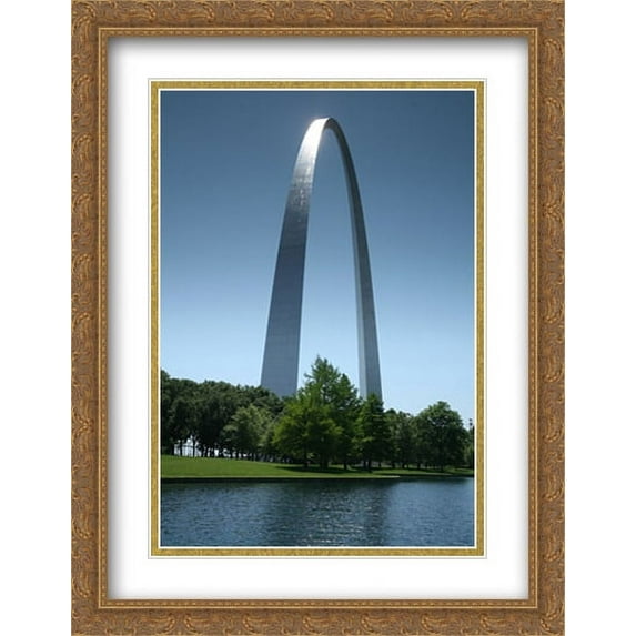 Gateway Arch, St. Louis 2x Matted 28x36 Large Gold Ornate Framed Art Print by The Cityscape Art Print Series
