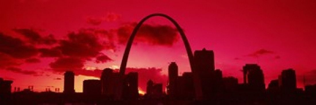 Gateway Arch with city skyline at sunset St Louis Missouri USA 2013 Canvas Art - Panoramic Images (36 x 12)