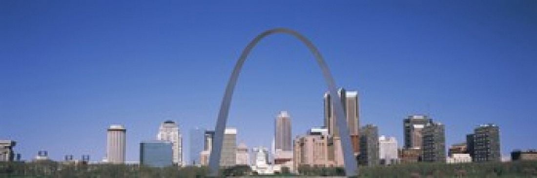 Gateway Arch with city skyline in the background St Louis Missouri USA 2013 Canvas Art - Panoramic Images (36 x 12)
