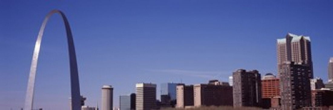 Gateway Arch with city skyline in the background St Louis Missouri USA 2013 Canvas Art - Panoramic Images (36 x 12)