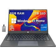 Gateway Ultra Slim Laptop, 14.1" IPS FHD Touchscreen Display,Intel Core i7-1255U, 8GB RAM, 2TB SSD, Intel Iris Xe Graphics, 2MP Camera, Fingerprint Scanner, Win 11, Black, 32GB Hotface USB Card