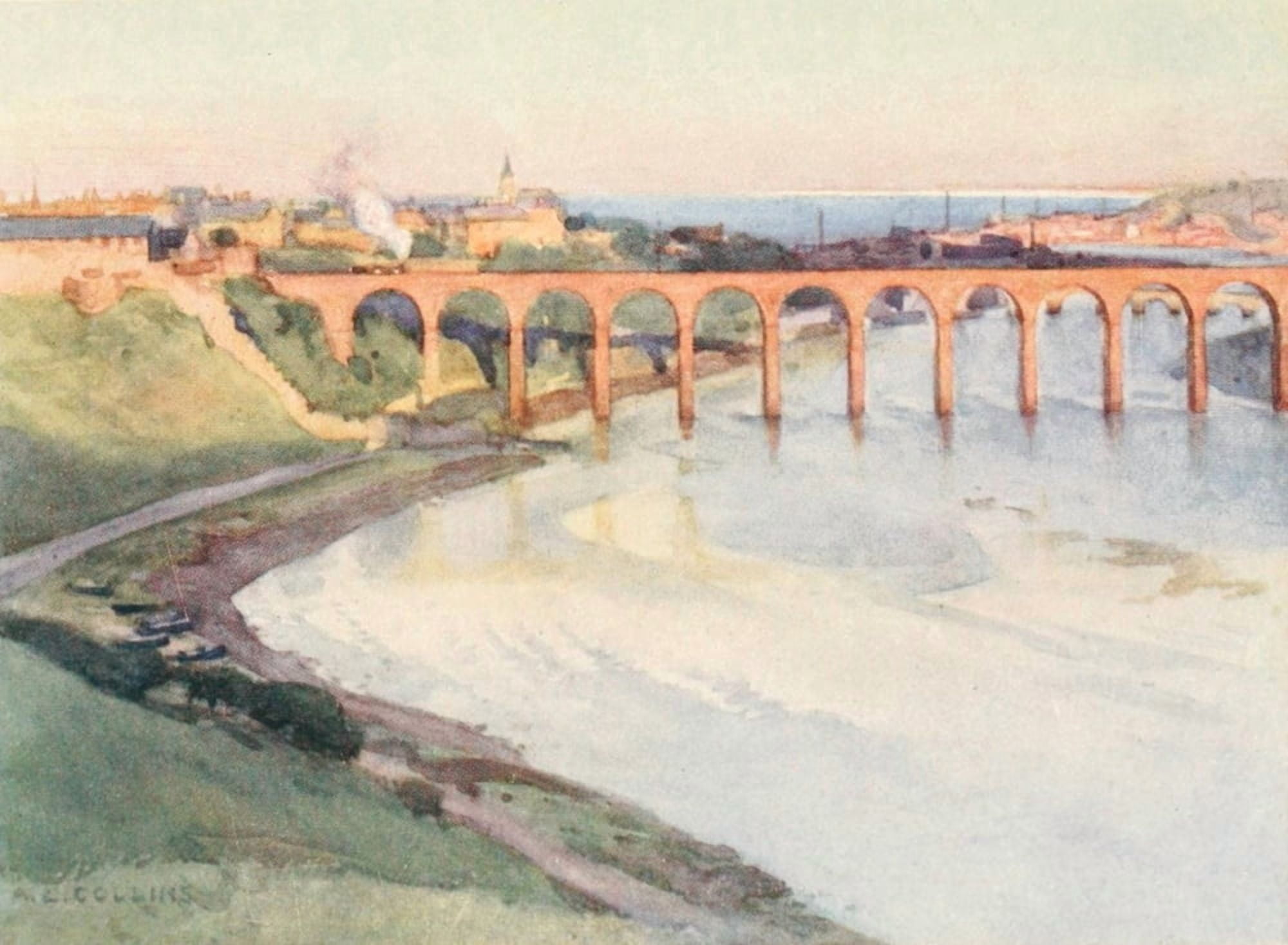 Gateway of Scotland 1912 Berwick-on-Tweed Canvas Art - AL Collins (18 x 24)