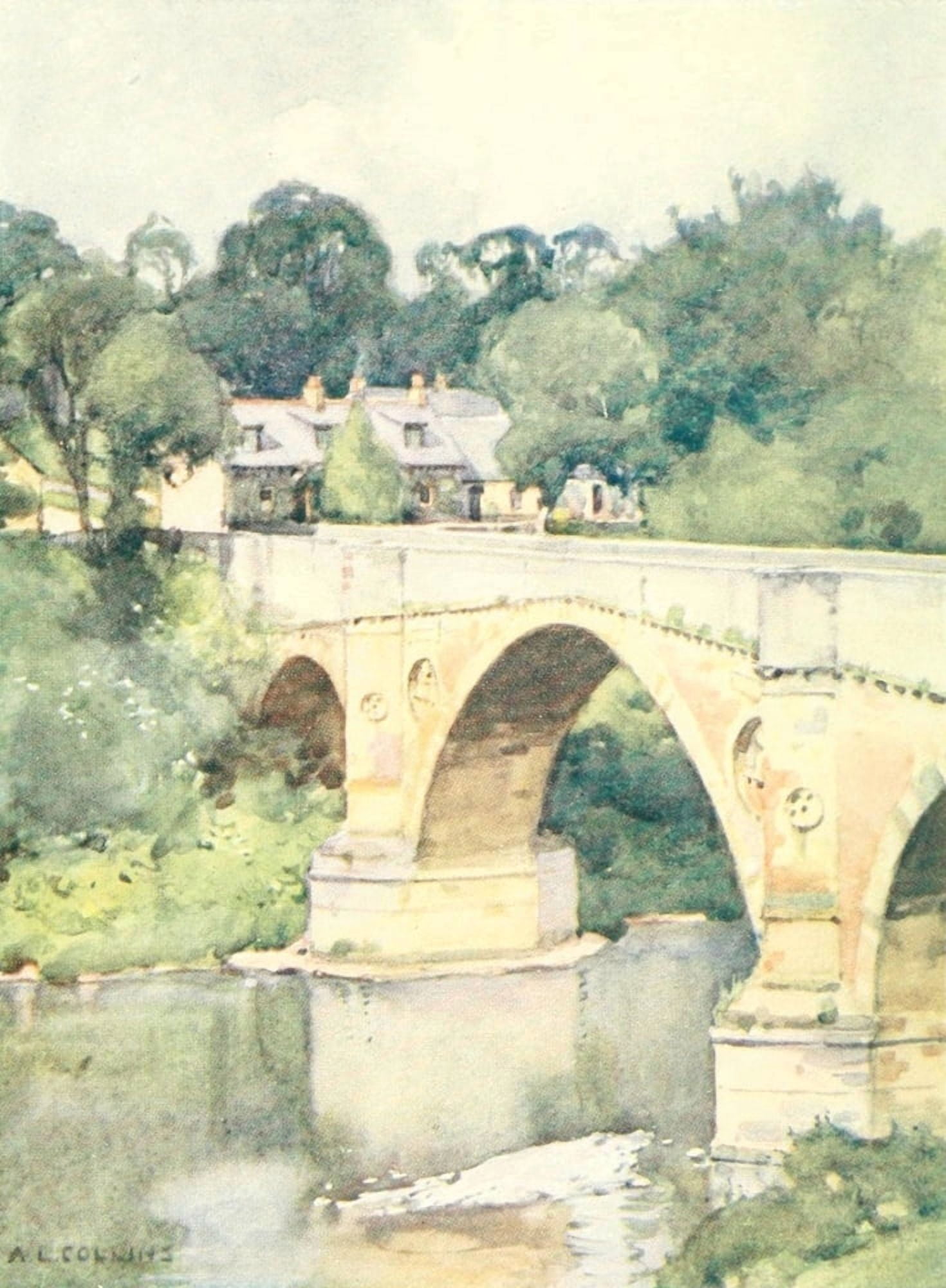 Gateway of Scotland 1912 Leaderfoot Bridge over Tweed Canvas Art - AL Collins (24 x 36)