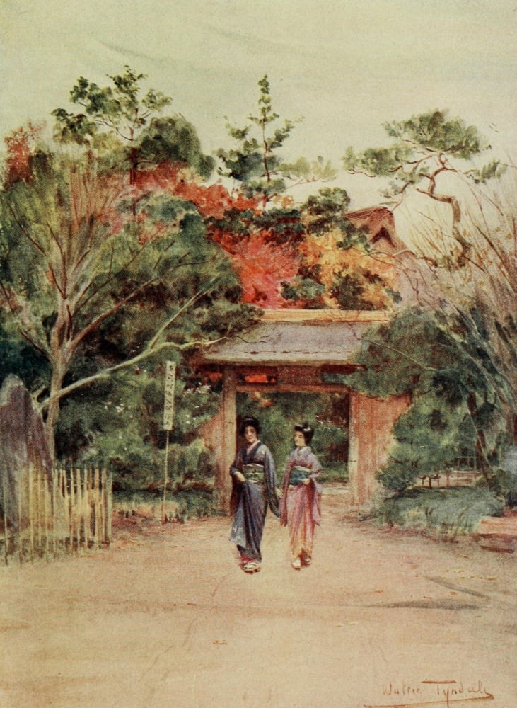 Gateway of Shakwa Gardens nr Tokio Japanese Gardens 1912 Canvas Art - Walter Tyndale (18 x 24)