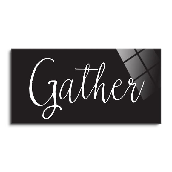 Gather Black White 36 x 18 Glass Wall Hanging Sign