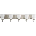 thumbnail image 1 of Gather Collection Five-Light Brushed Nickel Etched Glass Traditional Bath Vanity Light, 1 of 3