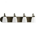 thumbnail image 1 of Gather Collection Four-Light Antique Bronze Etched Glass Traditional Bath Vanity Light, 1 of 4