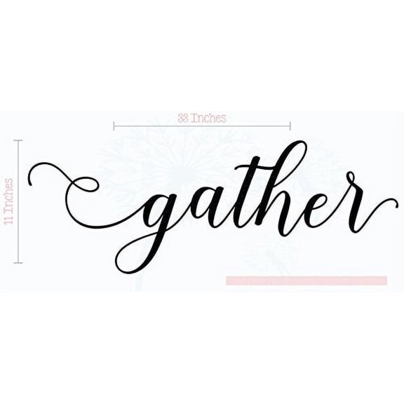 Gather Handwritten Font Vinyl Lettering Wall Decal Stickers 33x11-Inch Black