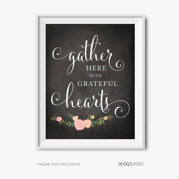 Koyal Wholesale Gather Here With Grateful Hearts Fall Thanksgiving Sign 8.5x11