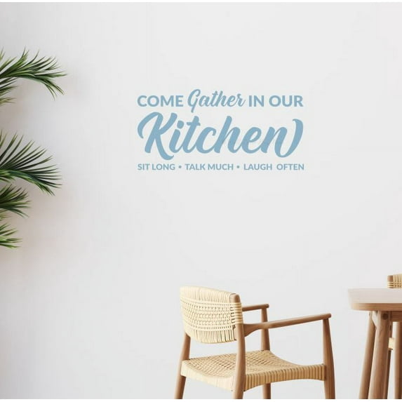 Gather In Our Kitchen Wall Quotes Decal Vinyl Sticker Word Art Home Decor 23x11-Inch Misty Blue