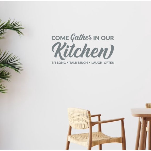 Gather In Our Kitchen Wall Quotes Decal Vinyl Sticker Word Art Home Decor 23x11-Inch Storm Gray