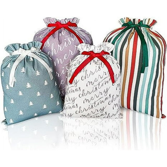 Gather & Knot Drawstring Christmas Gift Bags 20" Large 16" Medium