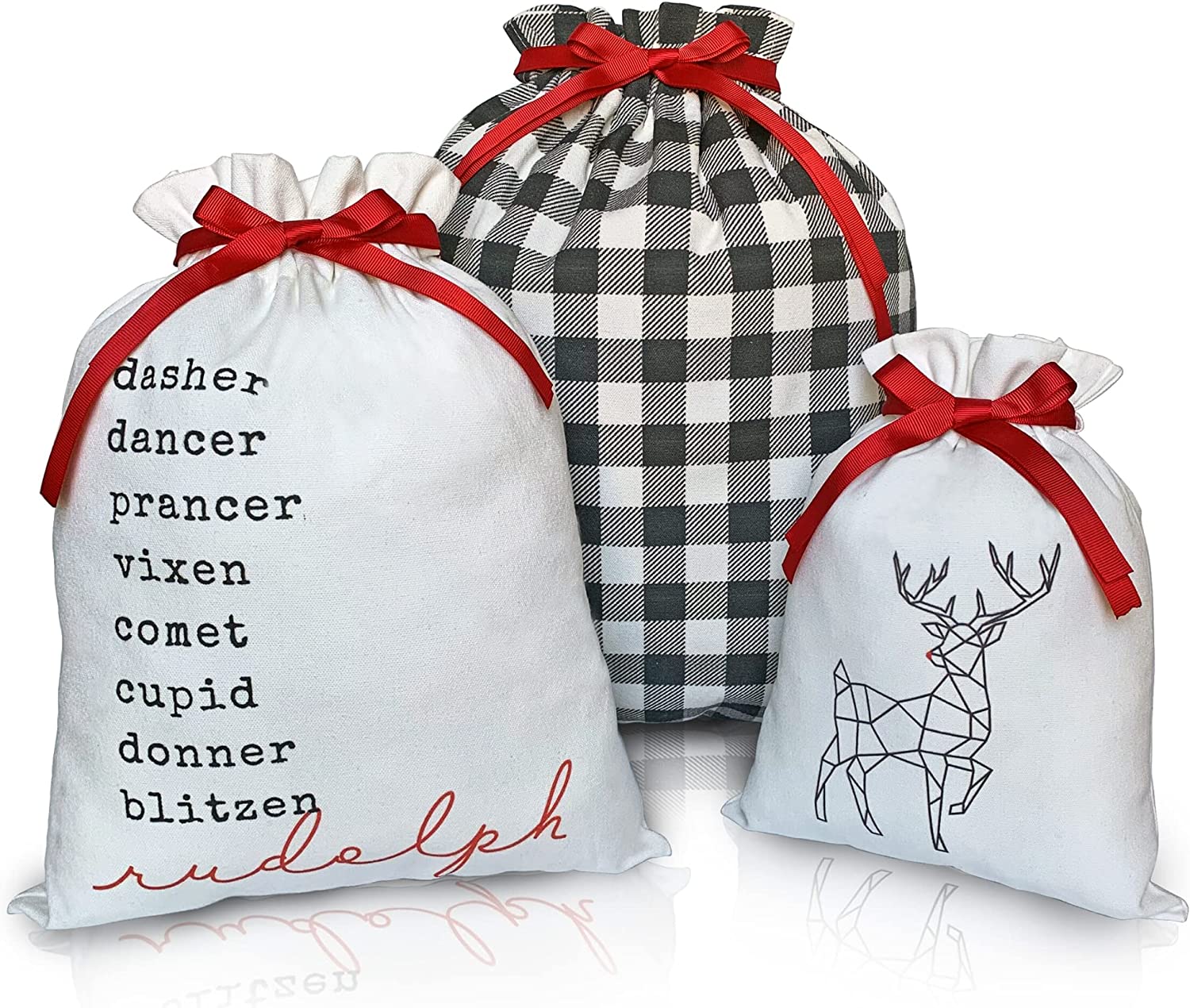 Gather & Knot Drawstring Christmas Gift Bags 20" Large 16" Medium