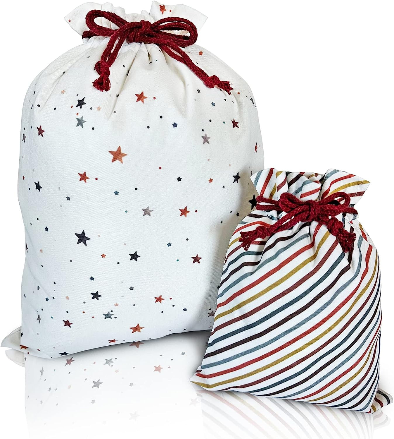 Gather Knot Drawstring Gift Bags 20 Large 12 Small Canvas Reusable Fabric Wrap for Father s Day Baby Shower or Birthday Retro Stars Walmart