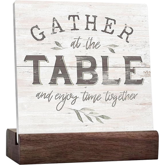 Gather Signs For Home Decor,Gather At The Table And Enjoy Time Together Ceramic Table Sign For Home Dining Room Kitchen Shelf Table Decor
