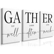 Gather Signs for Home Decor,Gather Wall Decor Dining Room Wall Decor,Kitchen Signs Wall Decor, Rustic Kitchen Wall Decor Farmhouse Family Wall Art for Living Room,Gathering Place Decor 12"x16"