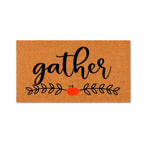 Gather Thanksgiving Door Mat | Pumpkin Fall Doormat | Welcome Mat | Fall Leaves Door Mat | Fall Autumn Decor Gift | Home Doormat | Doormat
