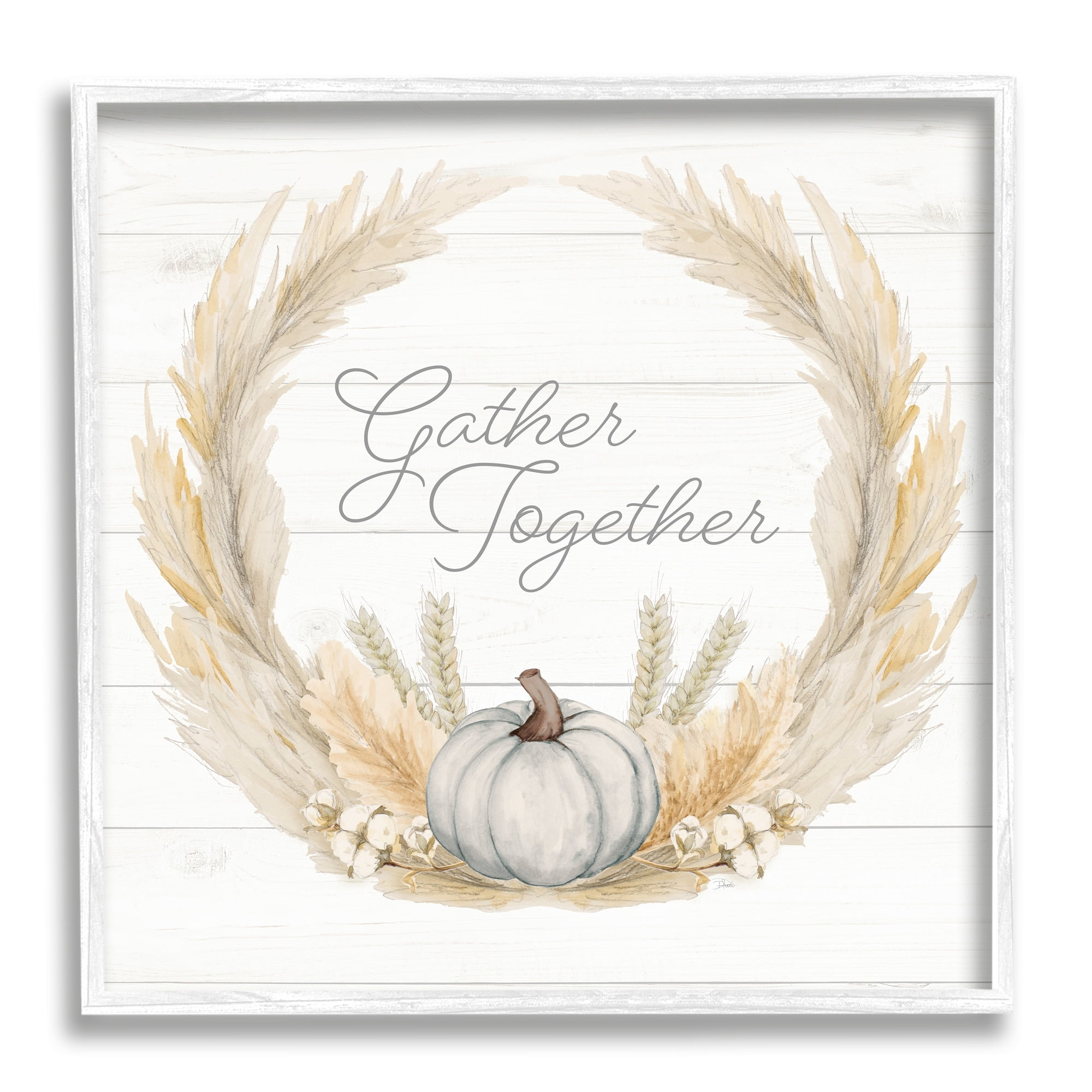 Gather Together Family Sentiment Rustic Wheat Sprigs Inspirational Graphic Art Framed Art Print Wall Art