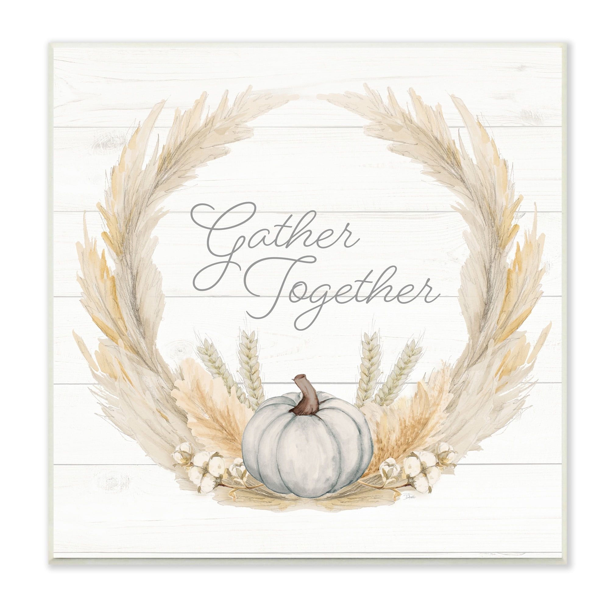 Gather Together Family Sentiment Rustic Wheat Sprigs Inspirational Graphic Art Unframed Art Print Wall Art