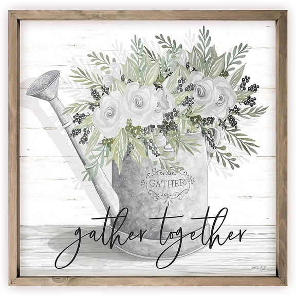 Gather Together Rustic Framed Wood Farmhouse Wall Sign 12x12 (Frame Included)