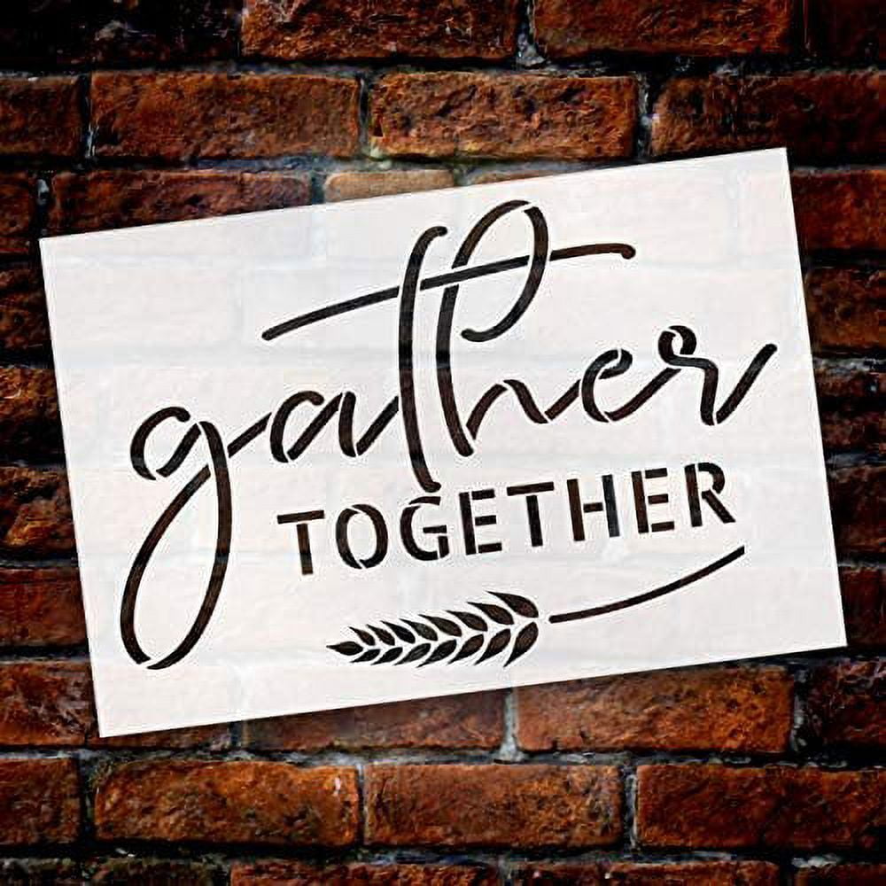 Gather Together with Wheat Strand Stencil by StudioR12 Wood Sign Word ...