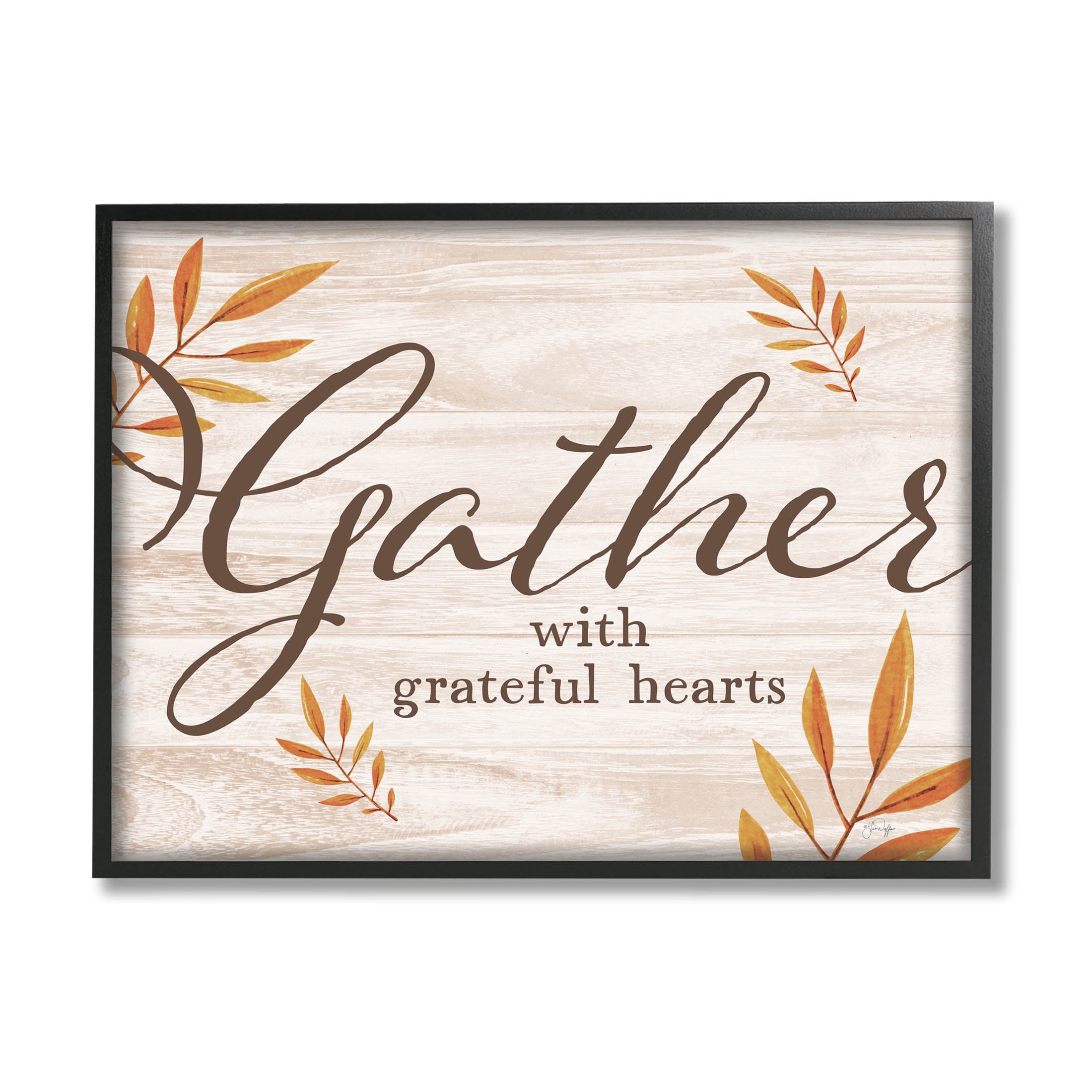Gather With Grateful Hearts Botanicals Botanical & Floral Graphic Art Black Framed Art Print Wall Art