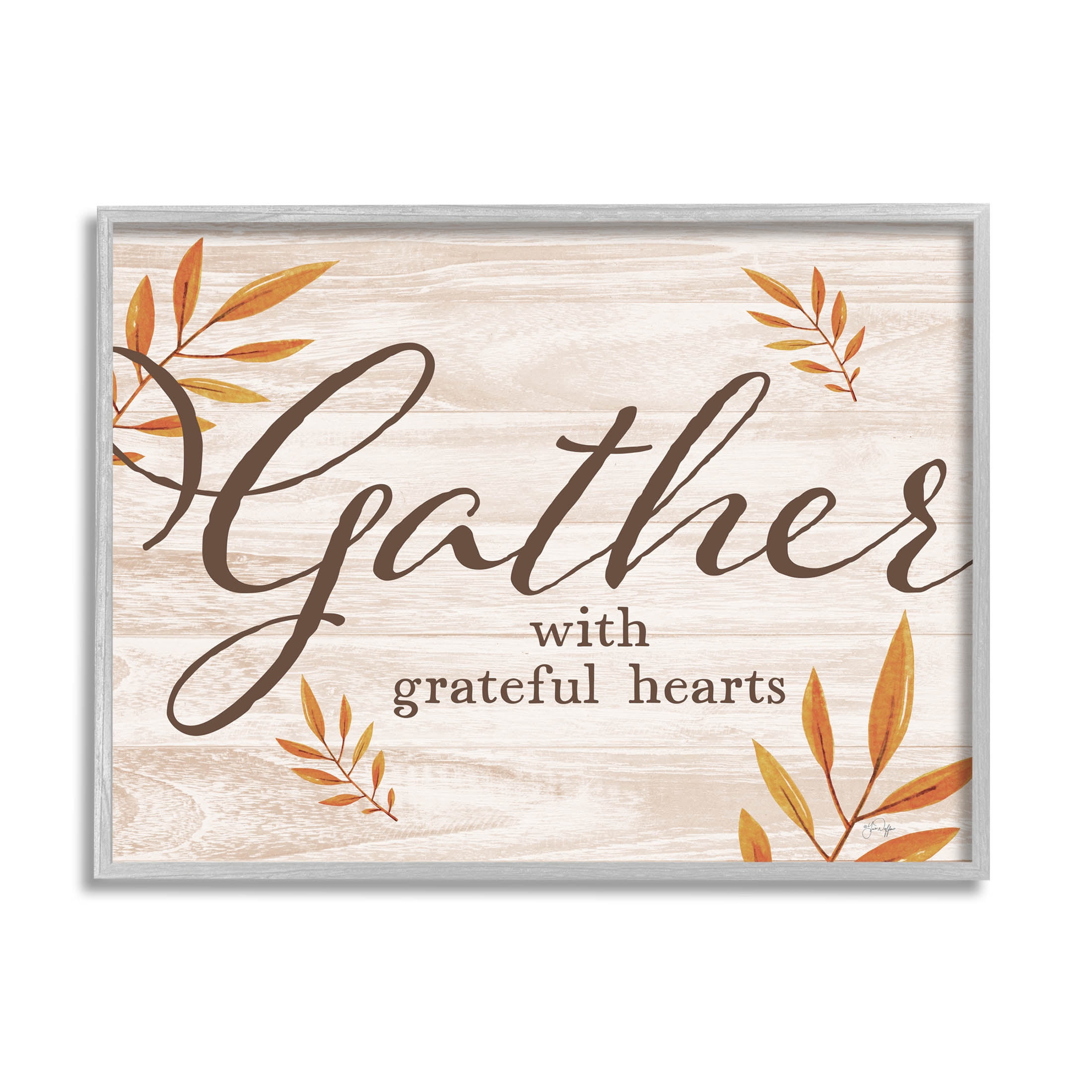 Gather With Grateful Hearts Botanicals Botanical & Floral Graphic Art Gray Framed Art Print Wall Art