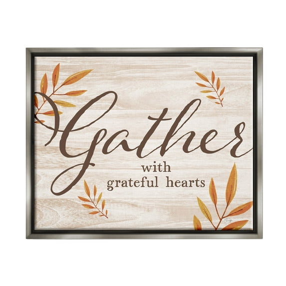 Gather With Grateful Hearts Botanicals Botanical & Floral Graphic Art Luster Gray Framed Art Print Wall Art