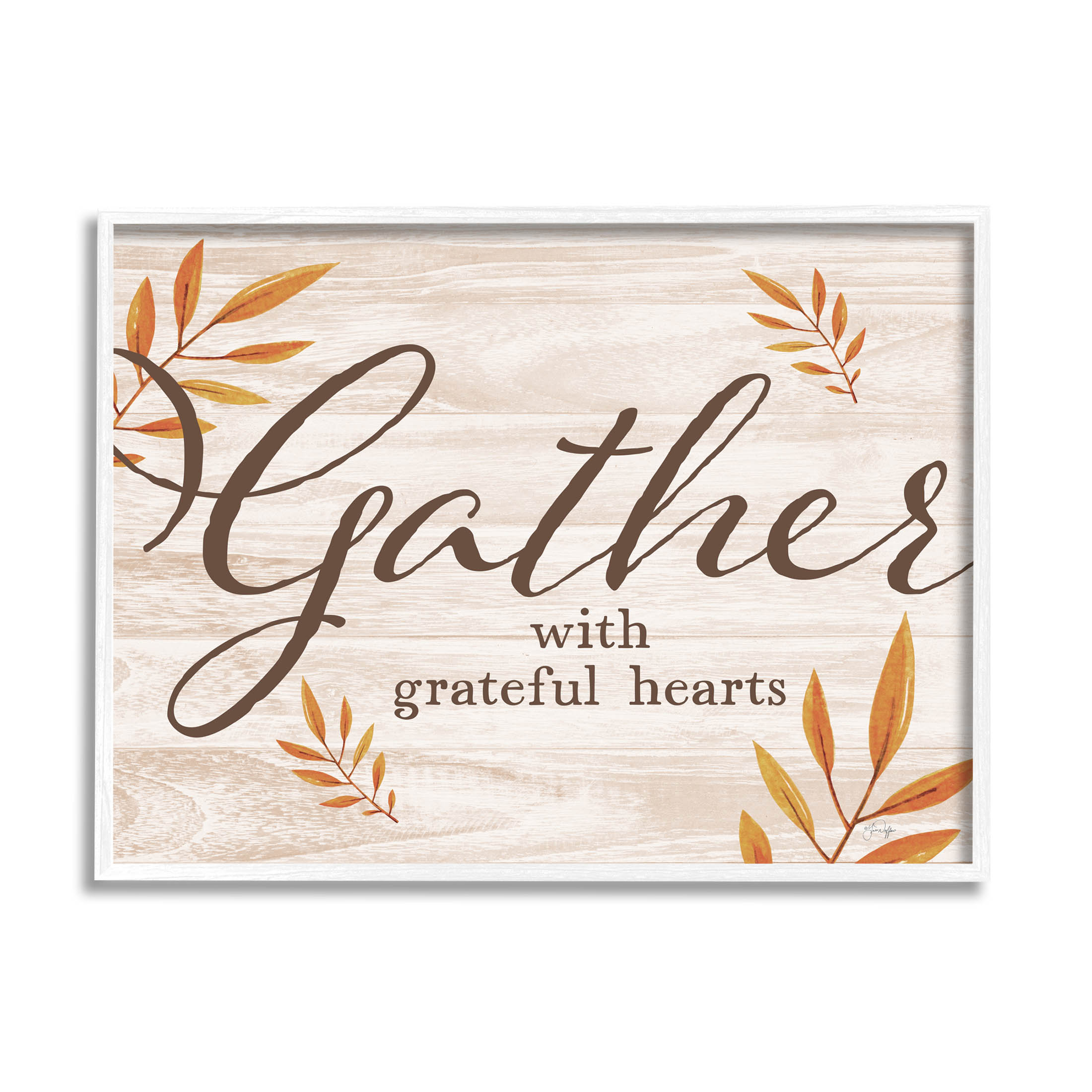 Gather With Grateful Hearts Botanicals Botanical & Floral Graphic Art White Framed Art Print Wall Art