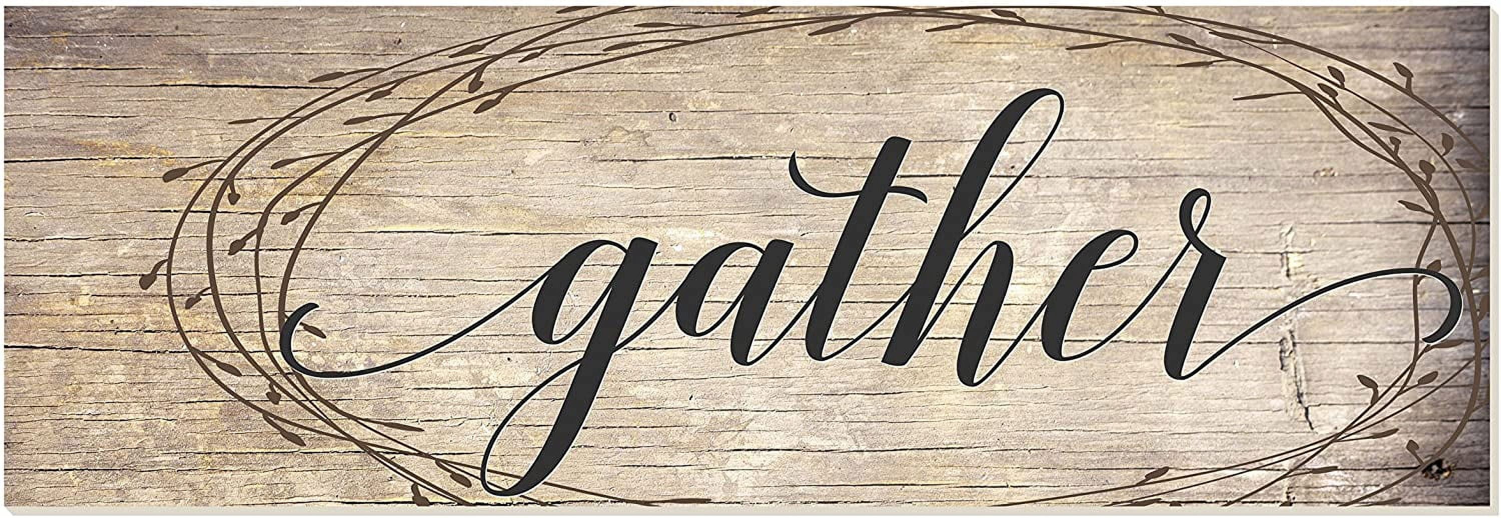 Gather Wreath Rustic Wood Farmhouse Wall Sign 12x36 - Walmart.com