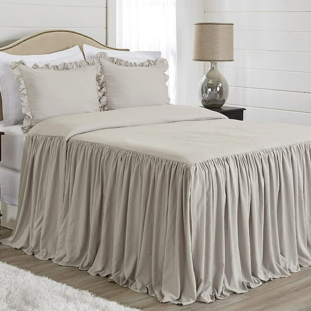 Sweet Jojo Designs Gathered Bedspread Taupe Queen Size Extra Long ...