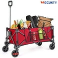 thumbnail image 1 of Gathered Collapsible Mini Camping Wagon, Vecukty Portable Foldable Cart, Heavy Duty Folding Utility Grocery Wagon with 150lbs, for Shopping,Sports,Fishing,Beach,Garden,Red, 1 of 9