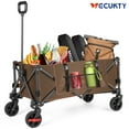 thumbnail image 1 of Gathered Collapsible Mini Camping Wagon, Vecukty Portable Foldable Cart, Heavy Duty Folding Utility Grocery Wagon with 150lbs, for Shopping,Sports,Fishing,Beach,Garden,Brown, 1 of 10