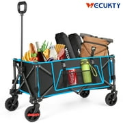 Gathered Collapsible Mini Camping Wagon, Vecukty Portable Foldable Minivan, Utility Grocery Wagon with 150lbs, for Shopping,Sports,Fishing,Beach,Garden,Black